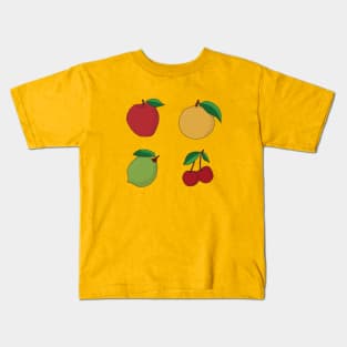 Apple, Orange, Lemon and Cherry Fruits Kids T-Shirt